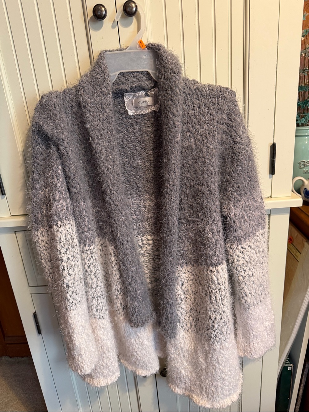 Cupio Ombre Open-Front Cardigan - Gray & Cream